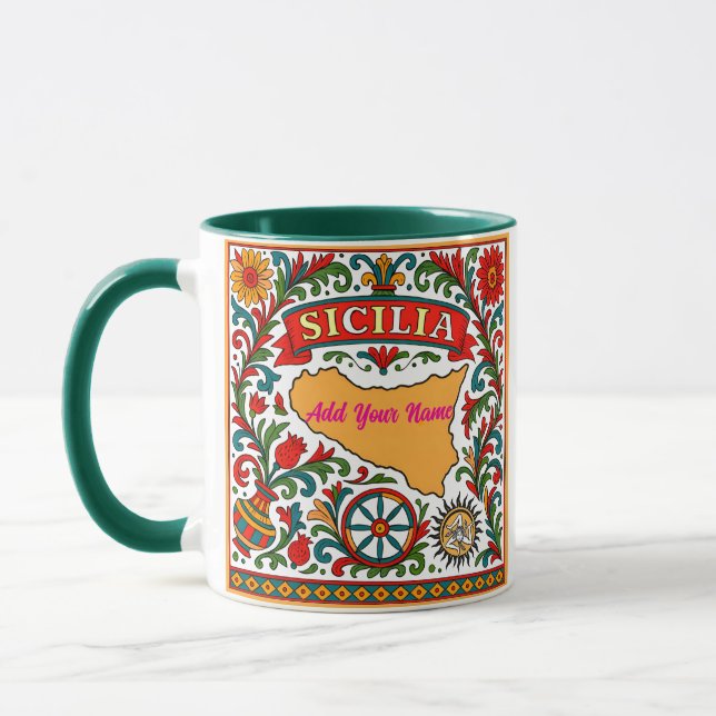 Sicilia Sicilian Design (customize with name) Mug (Left)
