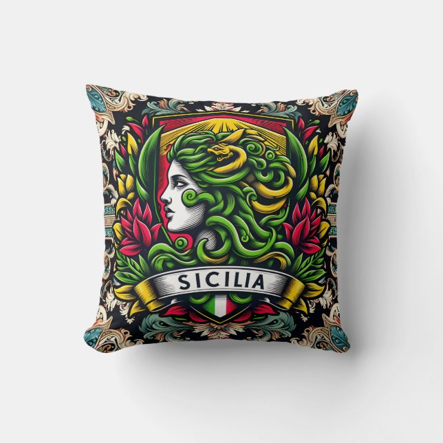Sicilia Sicilian Design  Throw Pillow (Front)