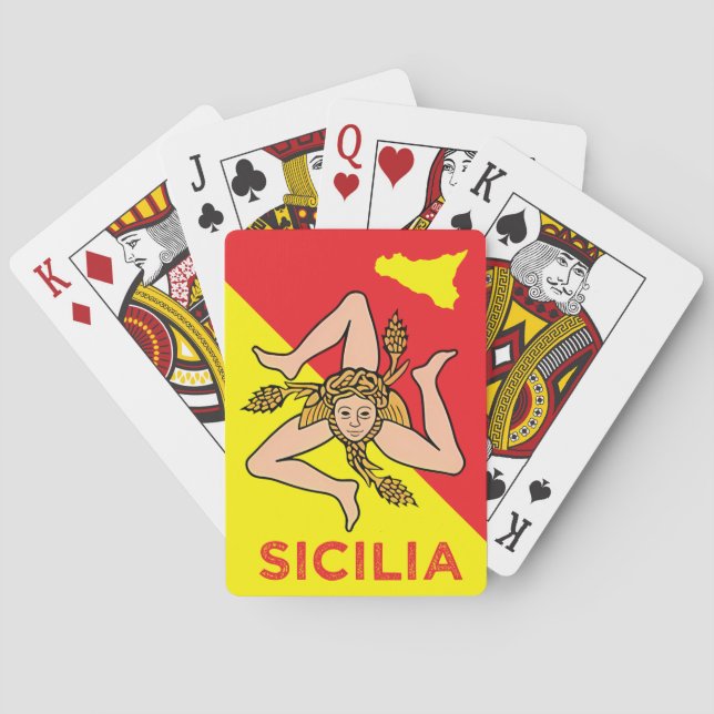 Sicilia Sicilian Flag of Sicily Trinacria  Poker Cards (Back)