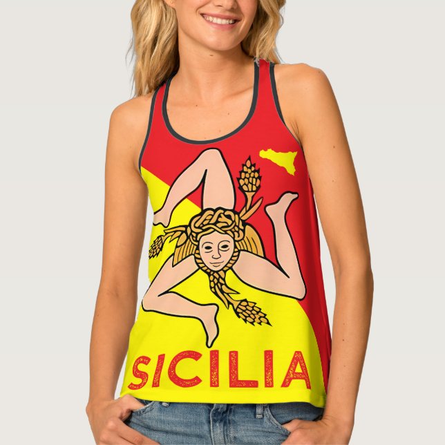Sicilia Sicilian Flag of Sicily Trinacria Tank Top (Front)