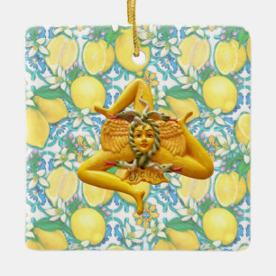 Sicilia Trinacria Flower Lemon Sicily Italy Floral Ceramic Ornament