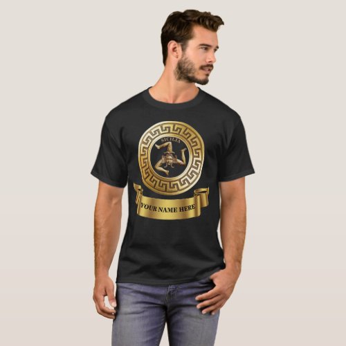 Sicilia Trinacria Personalized Golden T_Shirt