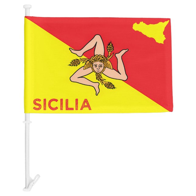 Sicilia Trinacria Sicilian Design  Car Flag (Front)