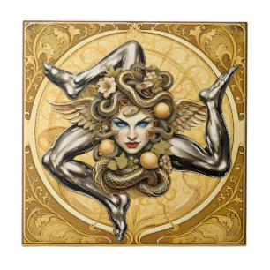Sicilia Trinacria Sicilian design  Ceramic Tile