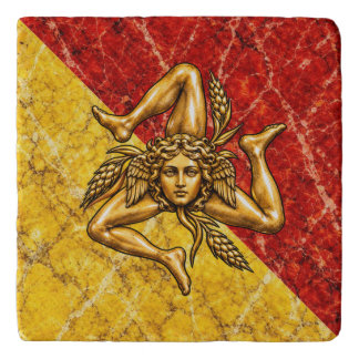 Sicilia Trinacria Sicilian Flag design Trivet