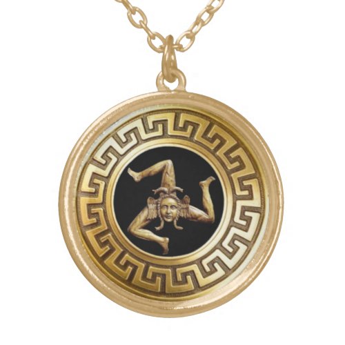 Sicilia Trinacria Symbol  Gold Plated Necklace