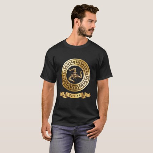 Sicilia Trinacria Symbol Golden T_Shirt