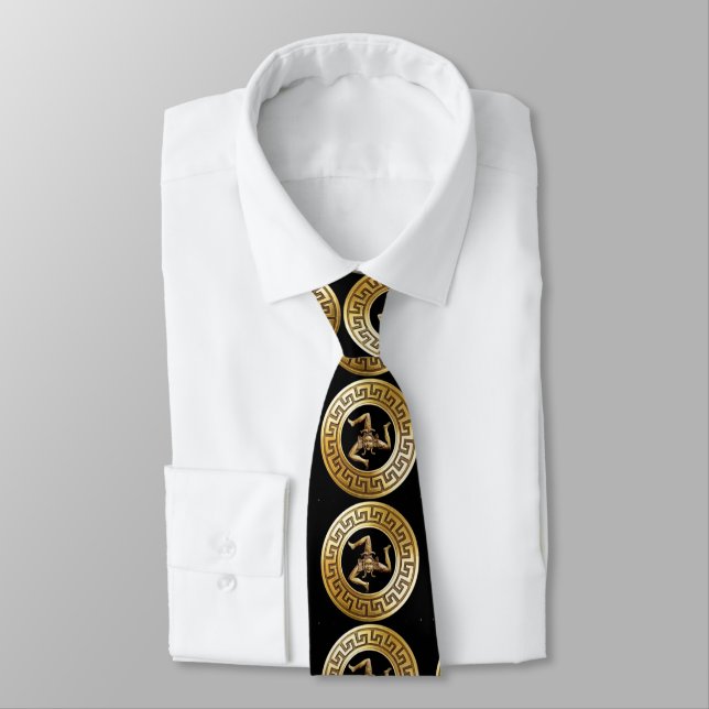 Sicilia (Trinacria Symbol) Premium Golden Neck Tie (Tied)