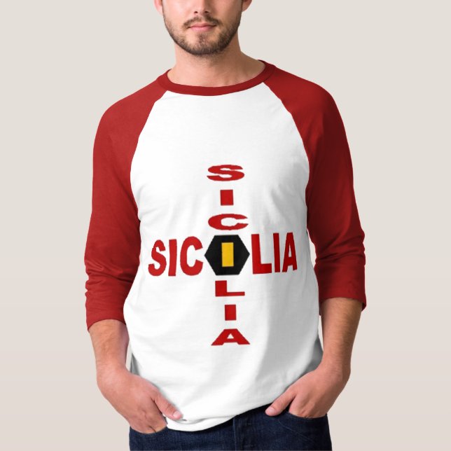 SICILIA white/red raglan basic T-shirt (Front)