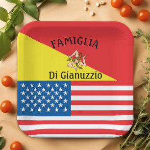 Sicilian-American Flag of Sicily American Flag Paper Plates
