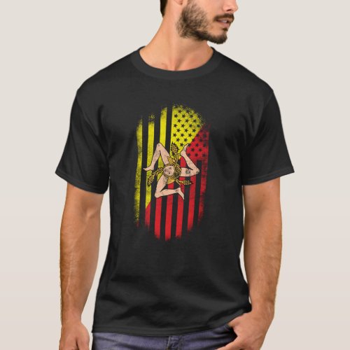 Sicilian American Flag   Sicily and USA Design T_Shirt