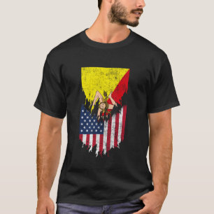 Sicilian American Flags Ripped Torn Sicily T-Shirt