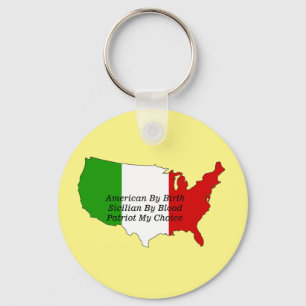 Sicilian American Italian Patriot USA Map Keychain