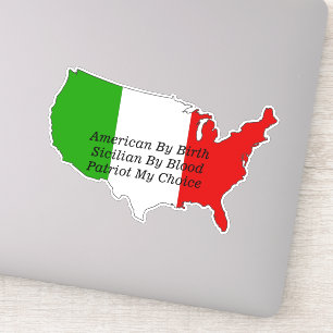 Sicilian American Italian Patriot USA Map Sticker