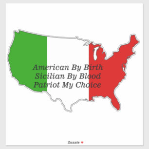  Sicilian American Italian Patriot USA Map  Sticker
