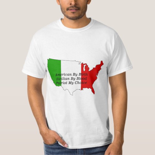 Sicilian American Italian USA Map  T_Shirt