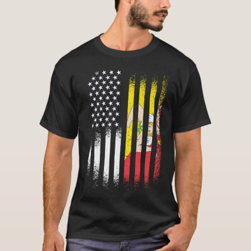 Sicilian American Patriot Grown Country USA Flags  T_Shirt
