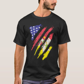 Sicilian American Patriot Grown Heart Flag Stripes T-Shirt