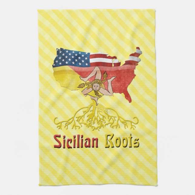 Sicilian American Roots Tea Towels (Vertical)