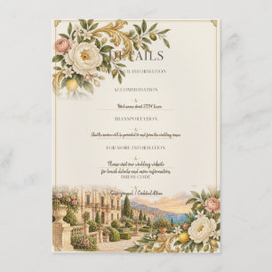 Sicilian Baroque Wedding   Antique Floral Details Enclosure Card