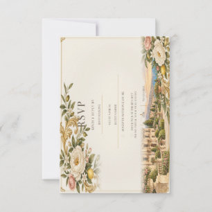 Sicilian Baroque Wedding   Cream & Antique Gold RSVP Card