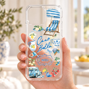 Sicilian Blue elegant Citrus Collage clear iPhone 16 Case