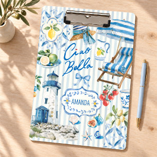Sicilian Blue Turquoise Elegant Citrus Collage Clipboard