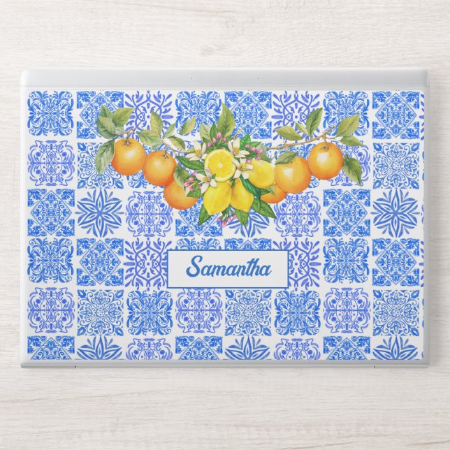Sicilian blue yellow citrus Mediterranean azulejo  HP Laptop Skin (Front)