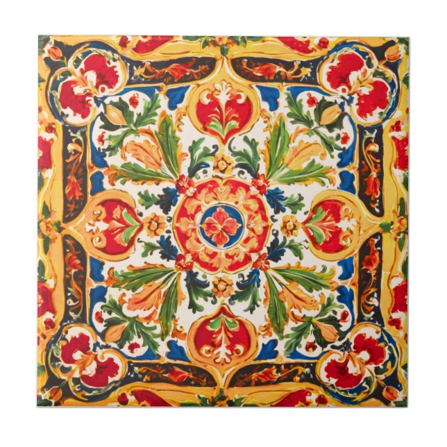 Sicilian Ceramic Pattern Ceramic Tile (Front)