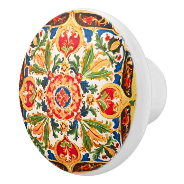 Sicilian Ceramic Pattern Knob (Right)