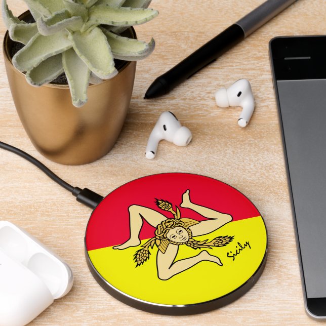 Sicilian Flag charger, Triskelion patriotic Sicily Wireless Charger (Desk 2)