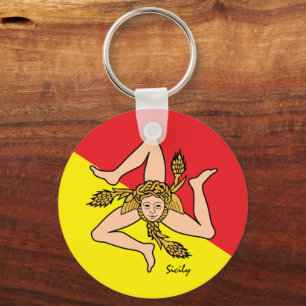 Sicilian flag, emblem & Sicily holiday / sports Keychain