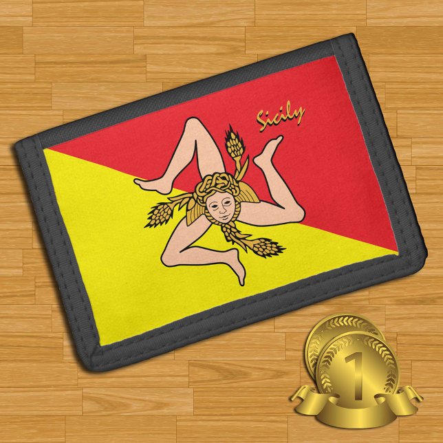 Sicilian flag fashion, Sicily patriots / sport fan Trifold Wallet (Creator Uploaded)