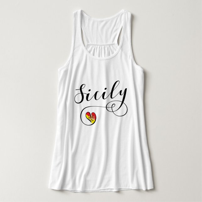 Sicilian Flag Heart, I Love Sicily Tank Top (Design Front)