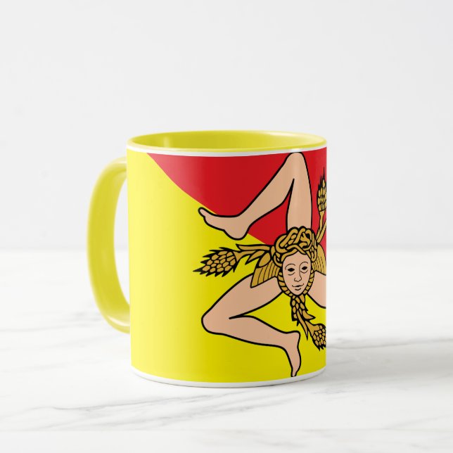 Sicilian Flag mug, Sicily patriot / sports coffee Mug (Front Left)