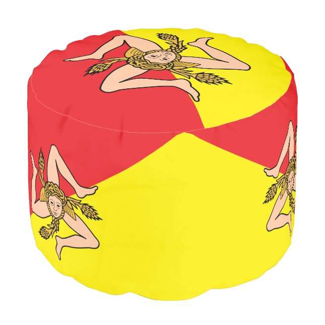 Sicilian Flag & Sicily house ottoman /sports (Angled Front)
