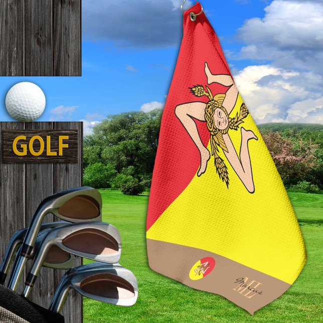 Sicilian flag & Sicily monogrammed / golf towel (Creator Uploaded)