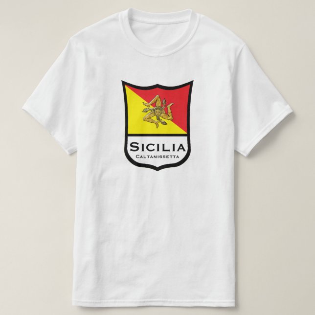 Sicilian Flag Trinacria Gold Personalize T-Shirt (Design Front)
