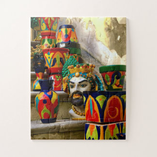 Sicilian Head Planters & Colorful Ceramics | Noto Jigsaw Puzzle