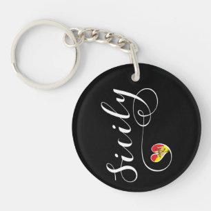 Sicilian Heart Flag, Sicily Keychain