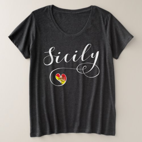 Sicilian Heart Flag Sicily Plus Size T_Shirt