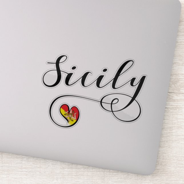 Sicilian Heart Flag, Sicily Sticker (Detail)
