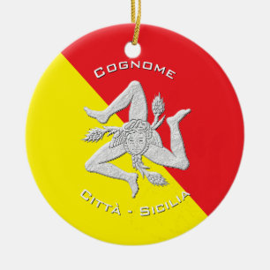 Sicilian Heritage Personalize Ceramic Ornament