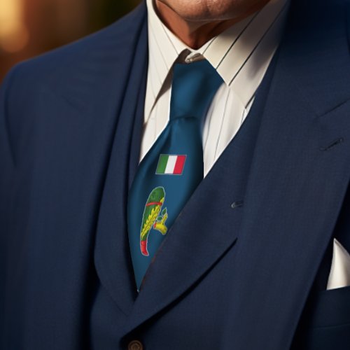 Sicilian Italian Card Ace of Clubs Nostalgia Blue Neck Tie
