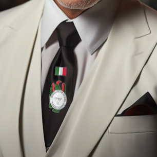 Sicilian Italian Card Ace of Gold Nostalgia Black Neck Tie