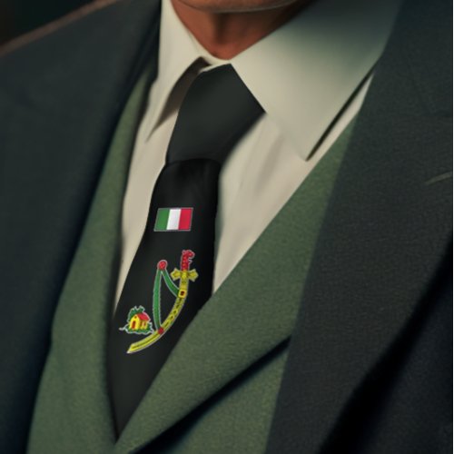 Sicilian Italian Card Ace of Swords Nostalgia Grey Neck Tie