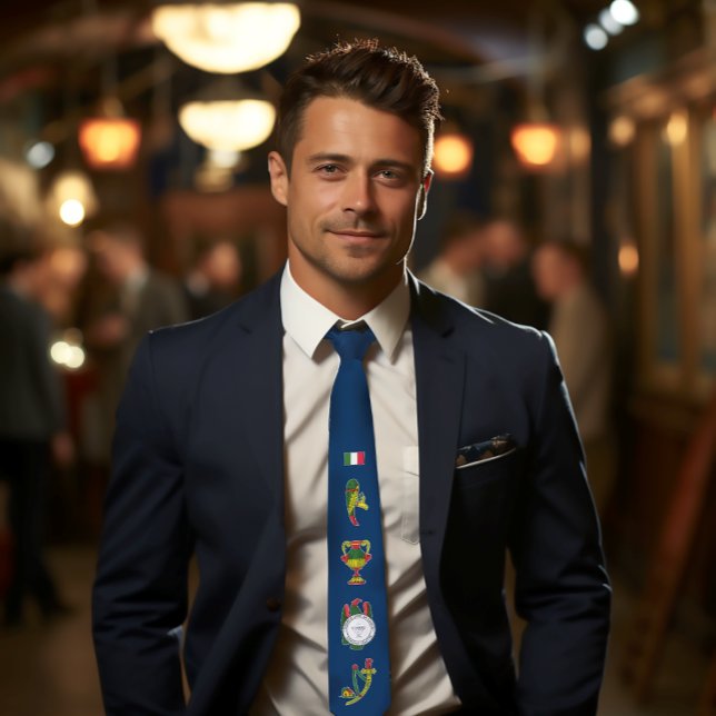 Sicilian Italian Card Aces Nostalgia Blue Neck Tie (Sicilian Italian Cards Aces Nostalgia Tie)