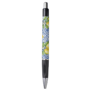 Sicilian Lemon, Blue Maiolica Tile Pen
