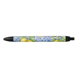 Sicilian Lemon, Blue Maiolica Tile Pen