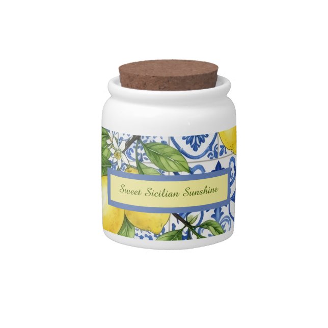 Sicilian Lemon Ceramic Candy Jar (Front)